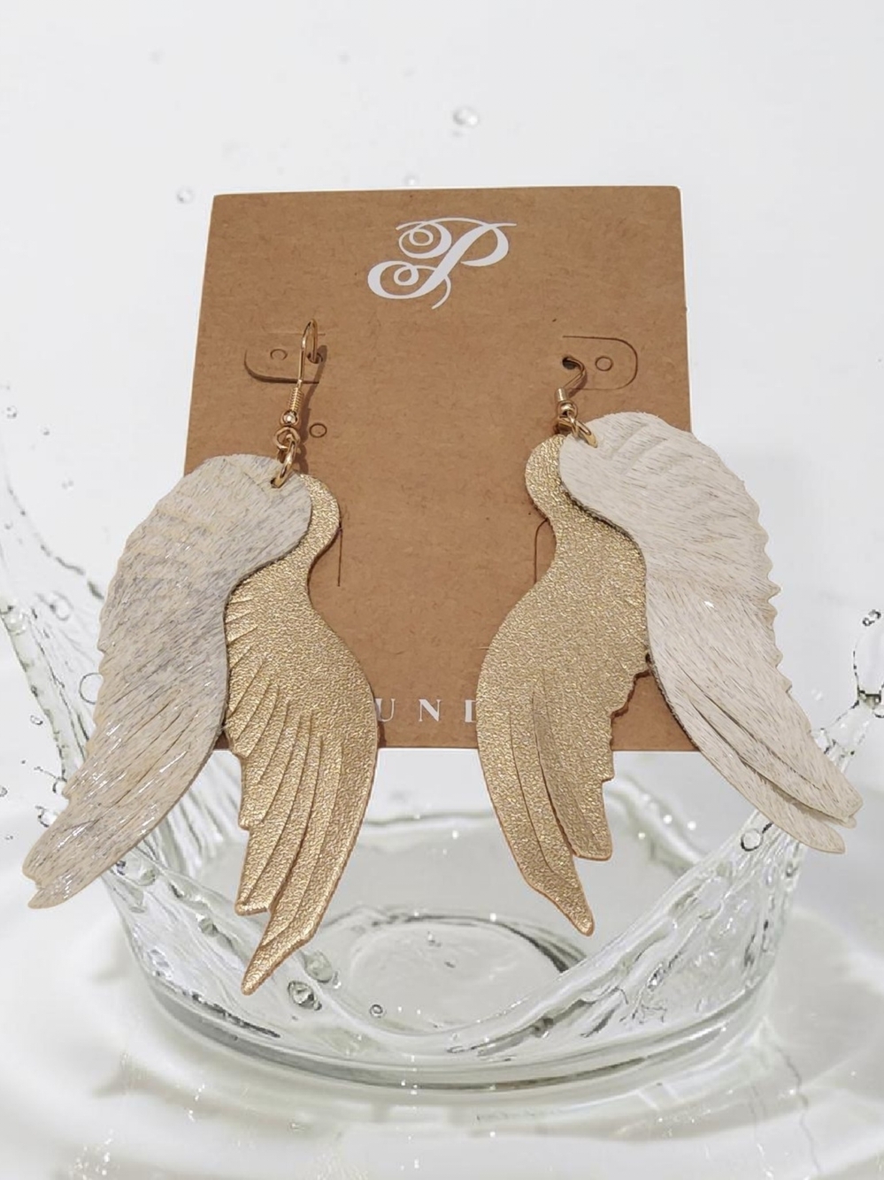 Plunder Gold and Ivory Wing Dangle Earrings